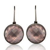 Moonstruck Sterling Silver and Rose Quartz 11 ct Earrings with Black Rhodium