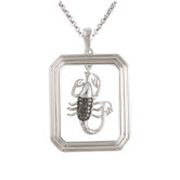 Starry Nights Sterling Silver and Black Diamond Scorpio Star Sign Dog Tag Pendant