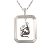 Starry Nights Sterling Silver and Black Diamond Virgo Star Sign Dog Tag Pendant