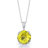 "Ivy" Sterling Silver and Brilliant Diamond 11.5 Carat Green Gold Quartz Pendant