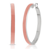 Carnival Sterling Silver and Enamel Oval Hoop Earrings in Rose