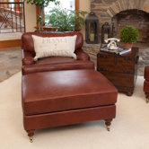 Cambridge Top Grain Leather Chair and Ottoman