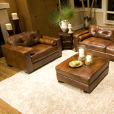 Soho Top Grain Leather Chair and Ottoman