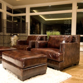 Emerson Top Grain Leather Chair and Ottoman