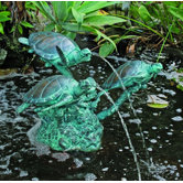 Sea Life Three Turtles on Coral Fountain