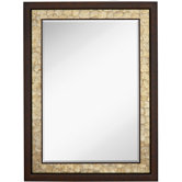 Mixed Media Beveled Mirror with Capiz Shell in Antique Mahogany