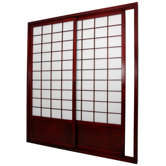 Double Sided Sliding Door Room Divider in Rosewood