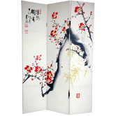6Feet Tall Double Sided Cherry Blossoms and Love Canvas Room Divider