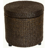 Rush Grass Storage Footstool in Red Brown