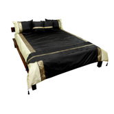 6 Piece Thai Silk Elephant Duvet Set in Black Onyx