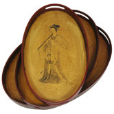 Lady Playing Flute Tray Set (Set of 3)