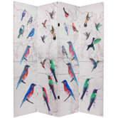 Double Sided Birds 4 Panel Room Divider