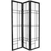 72" Eudes Decorative Paned Room Divider in Black