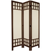 6 Feet Tall Window Pane Fabric Room Divider in Burnt Brown