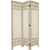 6 Feet Tall Window Pane Fabric Room Divider in Burnt White