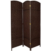 6 Feet Tall Diamond Weave Fiber Room Divider in Dark Mocha