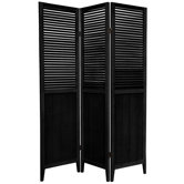 Beadboard 3 Panel Room Divider in Black