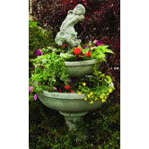 Cast Stone 3 Piece Blooming Saucer Tiered Fountain