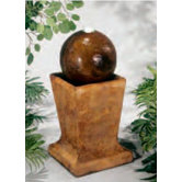 Centerpiece Cast Stone Sphere On Low Pedestal Fountain