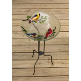 Song Birds Bird Bath in Glass