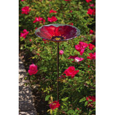 Bird Bath Stake RubyPansy in Glass