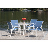 Quick Ship Aruba II Sling Glass 5 Piece Dining Set