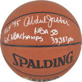 Kareem Abdul Jabbar Autographed Basketball with 4 Inscriptions