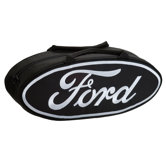 25" Oval Shaped Canvas Bag in Black with White Lettering