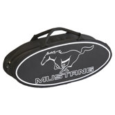 25" Mustang Oval Shaped Canvas Bag in Black with White Lettering