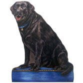 Black Lab Wooden Decorative Dog Doorstop