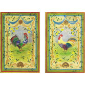 Rainbow Roosters Oversized Kitchen Wall Plaque Set
