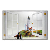 Faux Window Mirror Screen with Pigeon Pointe Lighthouse