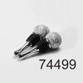 The Byzantine Round Top / Round Bottom Marble Wine Bottle Stoppers in Fossil (Set of 2)