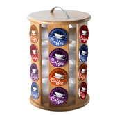 Bamboo Revolving Carousel Single Serve Coffee Pod Holder