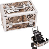 Leopard Pattern Interchangeable Professional Cosmetic Makeup Train Case