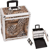 Leopard Pattern Interchangeable Professional Rolling Makeup Train Case