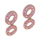 Oval Link Bubble Rose Gold Pink Sapphire Earrings