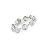 Round Hammered Cubic Zirconia Rhodium Plated Bracelet