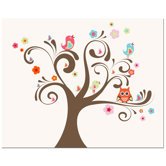 Owl and Bird Tree Art Print