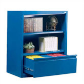42" H Two Shelf Bookcase with File Drawer
