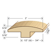 78" Solid Hardwood Unfinished Maple T-Molding