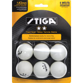 Two-Star White Table Tennis Ball (Pack of 6)