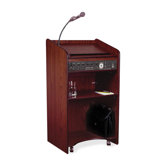 Presentation Lectern, 25"x20"x46", Medium Oak/Mahogany