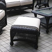 Ebony & Ivory Wicker Ottoman with Cushion