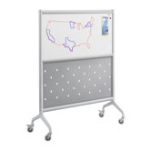 Rumba Screen Magnetic Whiteboard with Perforated Steel Panel in Gray