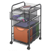 Mesh Mobile File Cart in Black