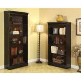 Bridgeport 60" Bookcase in Distressed Burnished Cherry and Antique Black