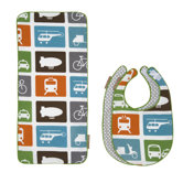 Transportation Bib and Burp Cloth Set