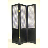 Black Three Panel Wooden Room Divider