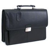 Manhattan Leather Portfolio "Flap-py Gilmore" Briefcase in Black